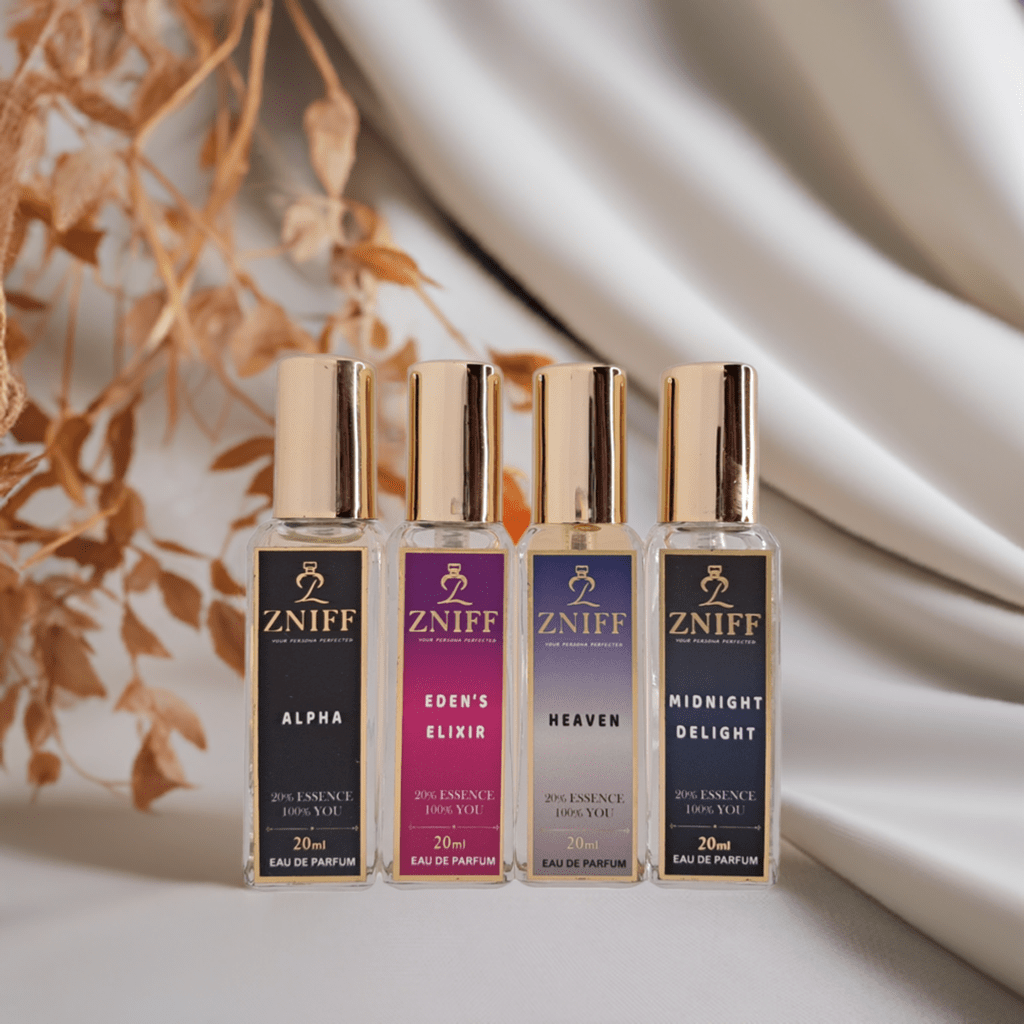 Zniff Gift set 4 in 1 : The Essence of Luxury | Alpha, Eden's Elixer, Heaven and Midnight Delight - Zniff - Fragrance